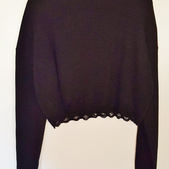 HERA Womens Crop Sweater 2X L/S Black Cut Out - Picture 4 of 5
